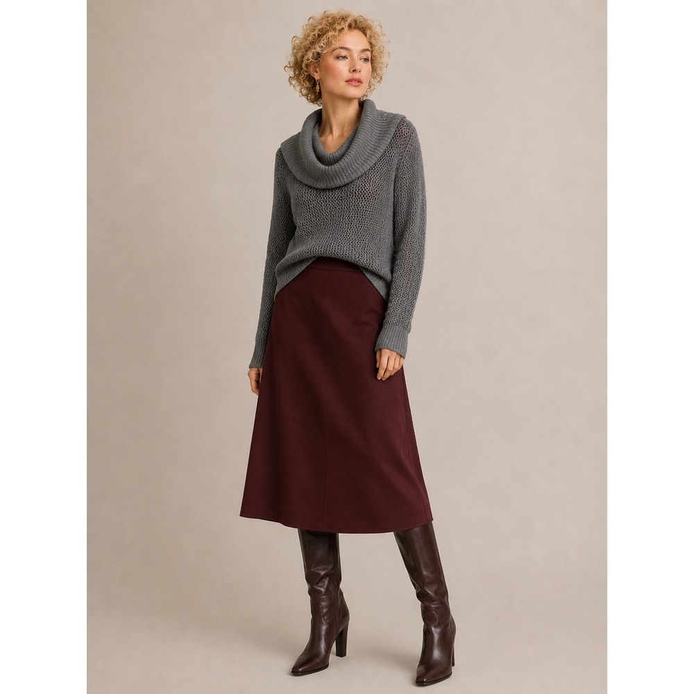 Cache Gray Metallic Cowl Neck Sweater Large Cotton Cashmere Blend